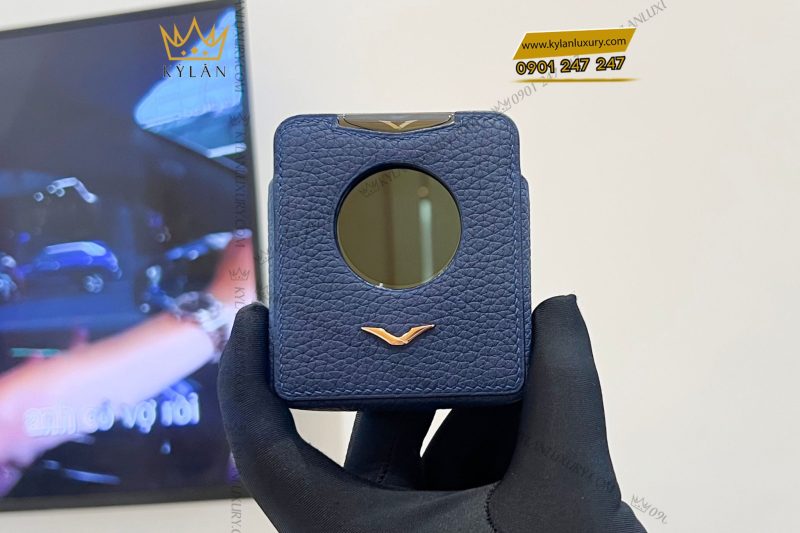 Bao da điện thoại màn hình gập Vertu Ironflip da Togo màu xanh blue