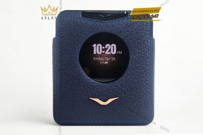 Bao da điện thoại màn hình gập Vertu Ironflip da Togo màu xanh blue