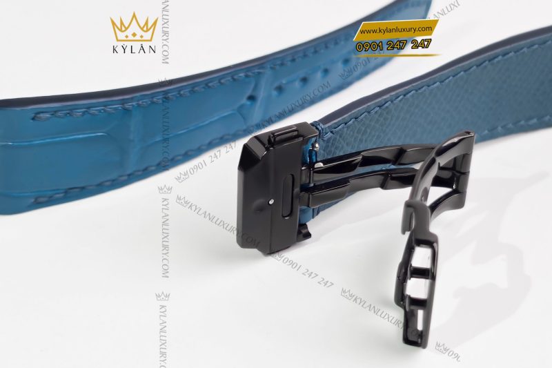Dây đồng hồ Hublot da cá màu xanh