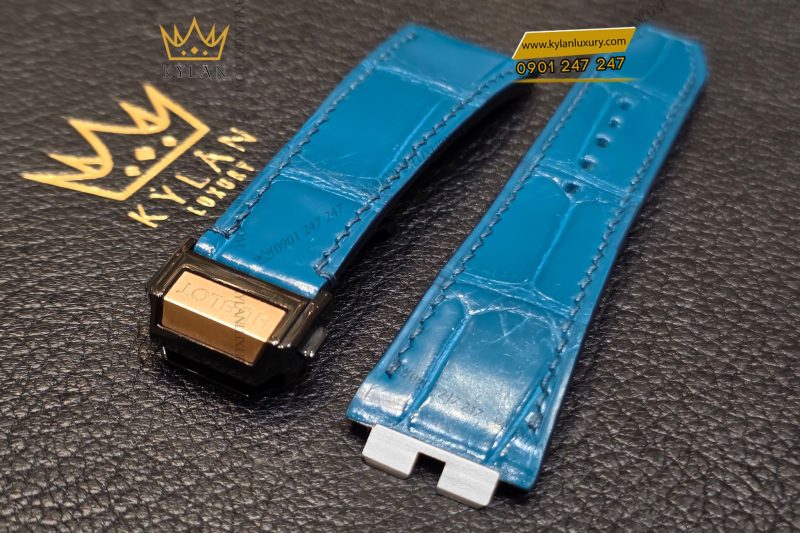 Dây đồng hồ Hublot da cá màu xanh