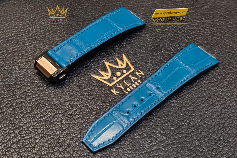 Dây đồng hồ Hublot da cá màu xanh