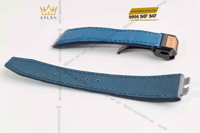 Dây đồng hồ Hublot da cá màu xanh