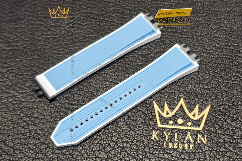 Dây đồng hồ Hublot dây cao su màu xanh