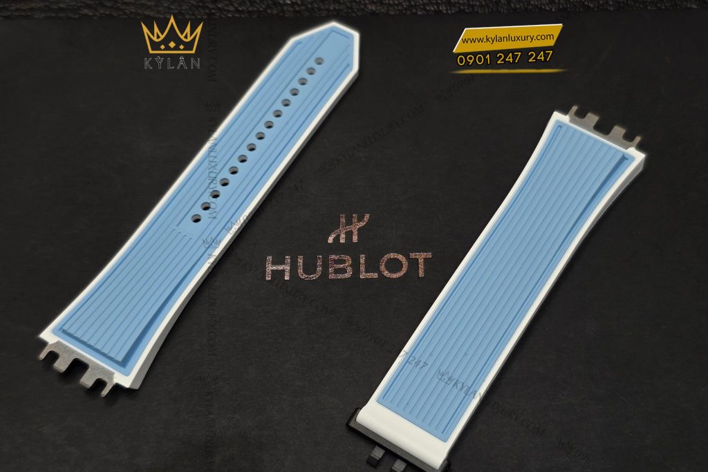 Kỳ Lân Luxury Day dong ho Hublot day cao su mau xanh 5 Dây đồng hồ Hublot dây cao su màu xanh