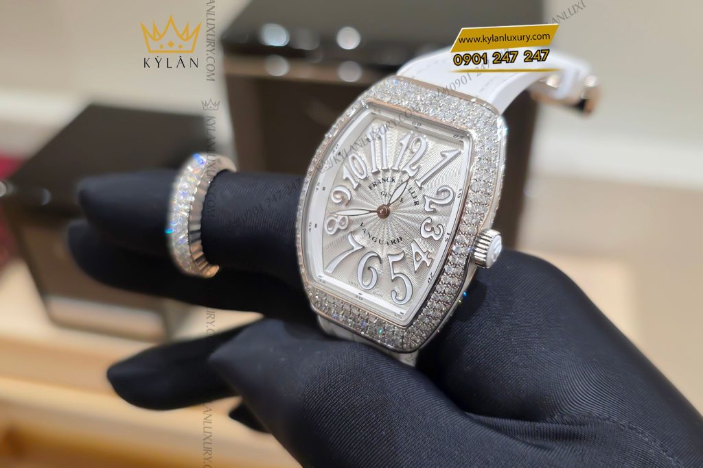 Đồng hồ Franck Muller Vanguard Lady White Full Diamond V32 QZ 3 Kỳ Lân Luxury Dong ho Franck Muller Lady White Full Diamond V32 QZ 5 Đồng hồ Franck Muller Vanguard Lady White Full Diamond V32 QZ
