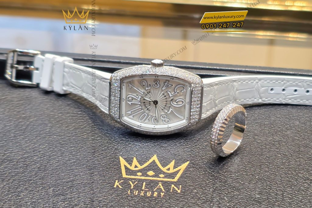 Đồng hồ Franck Muller Vanguard Lady White Full Diamond V32 QZ 8 Kỳ Lân Luxury Dong ho Franck Muller Lady White Full Diamond V32 QZ 7 Đồng hồ Franck Muller Vanguard Lady White Full Diamond V32 QZ