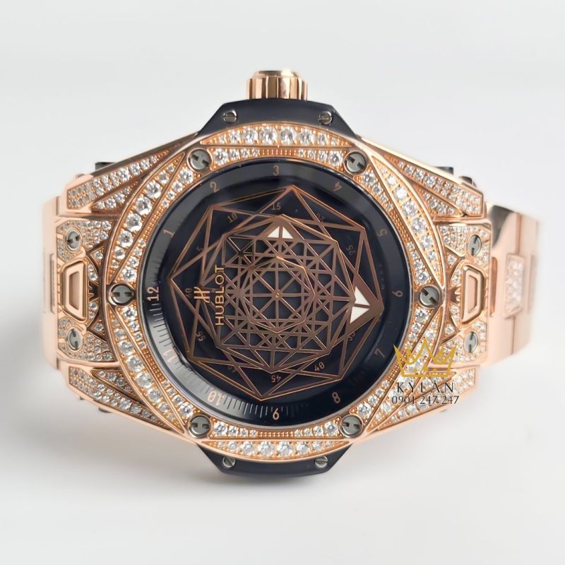 Đồng hồ Hublot Big Bang Sang Bleu King Gold Pave custom dây LDH 39mm