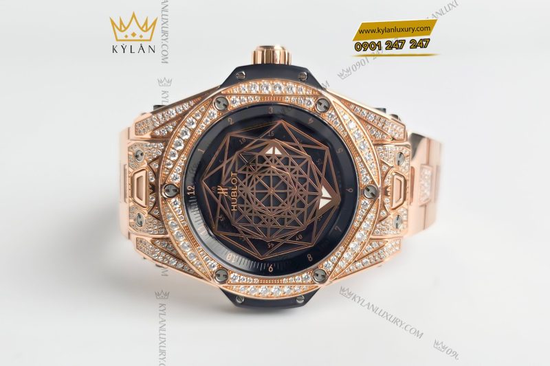 Đồng hồ Hublot Big Bang Sang Bleu King Gold Pave custom dây LDH 39mm