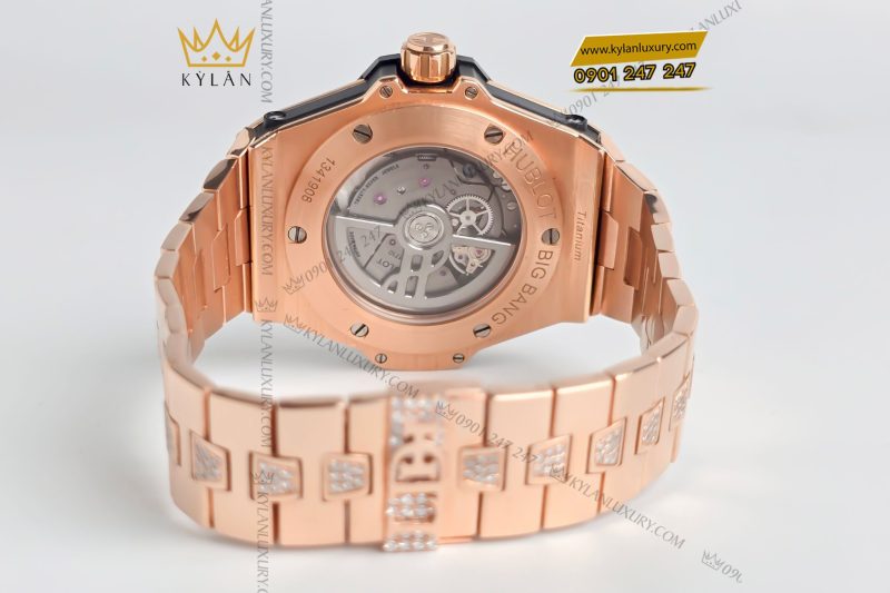 Đồng hồ Hublot Big Bang Sang Bleu King Gold Pave custom dây LDH 39mm