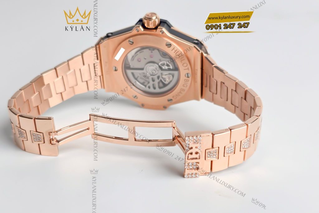 Kỳ Lân Luxury Dong ho Hublot Big Bang Sang Bleu King Gold Pave custom day 39mm 56 Đồng hồ Hublot Big Bang Sang Bleu King Gold Pave custom dây LDH 39mm