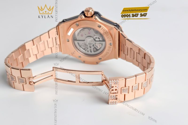 Đồng hồ Hublot Big Bang Sang Bleu King Gold Pave custom dây LDH 39mm