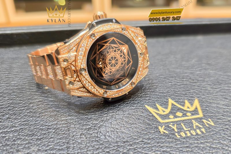 Đồng hồ Hublot Big Bang Sang Bleu King Gold Pave custom dây LDH 39mm