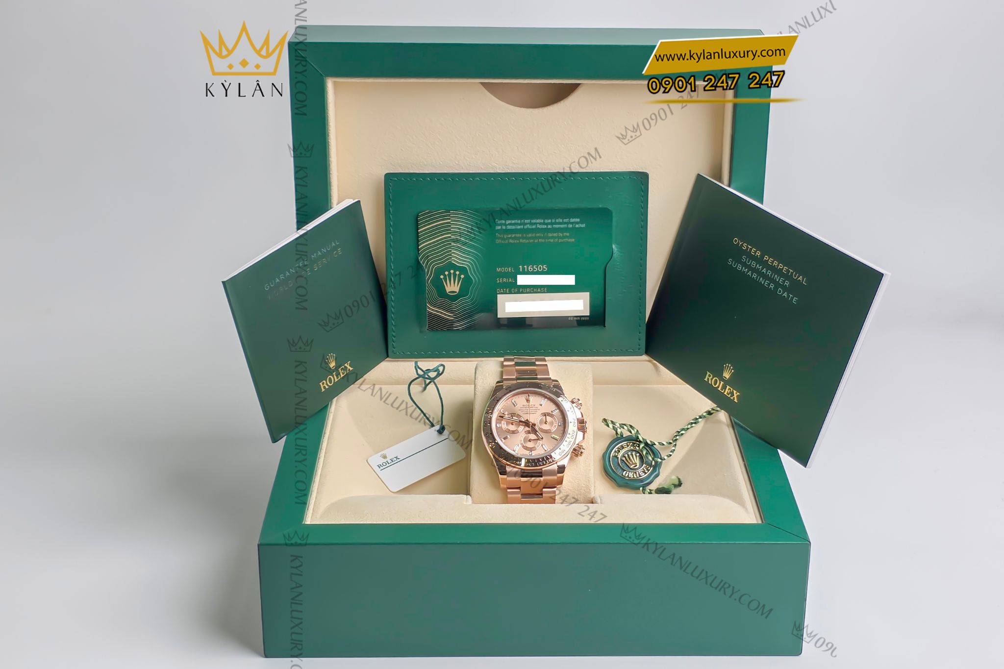 Kỳ Lân Luxury Dong ho Rolex Cosmograph Daytona 116505 0012 Everose Gold 14 Đồng hồ Rolex Cosmograph Daytona 116505-0012 Everose Gold mặt Sundust