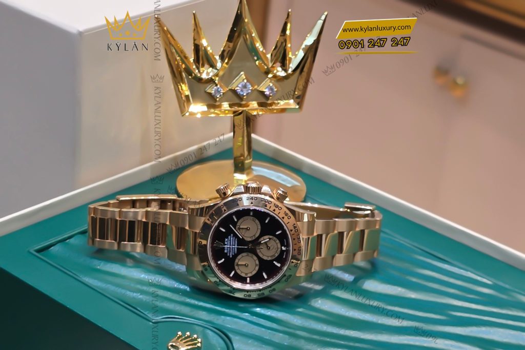 Kỳ Lân Luxury Dong ho Rolex Cosmograph Daytona 126508 mat so den vang Champagne 4 Đồng hồ Rolex Cosmograph Daytona 40 126508-0002 mặt đen vàng Champagne