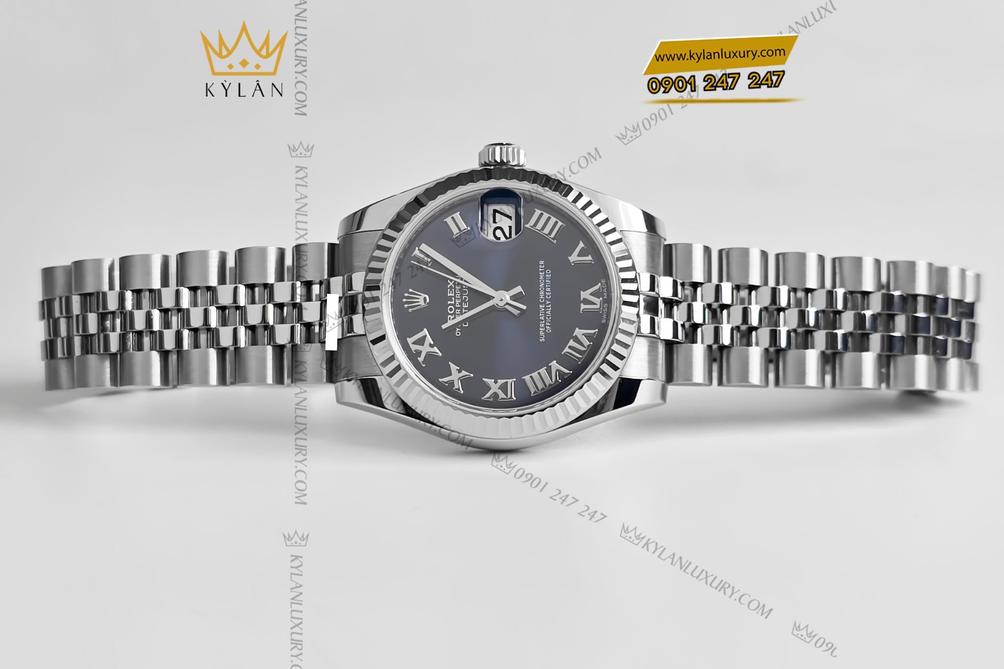 Kỳ Lân Luxury Dong ho Rolex Datejust 31 178274 0034 mat so xanh blue 1 Đồng hồ Rolex Datejust 31 178274-0034 mặt số xanh blue