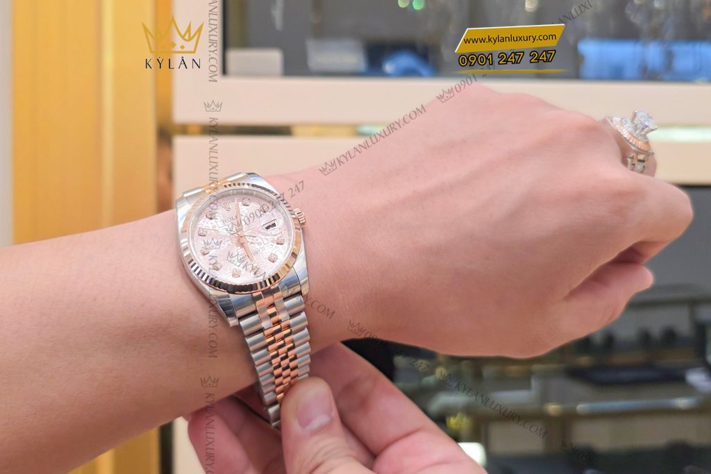 Kỳ Lân Luxury Dong ho Rolex Datejust 36 116231 mat so vi tinh hong 11 Đồng hồ Rolex Datejust 36 116231 mặt số vi tính hồng