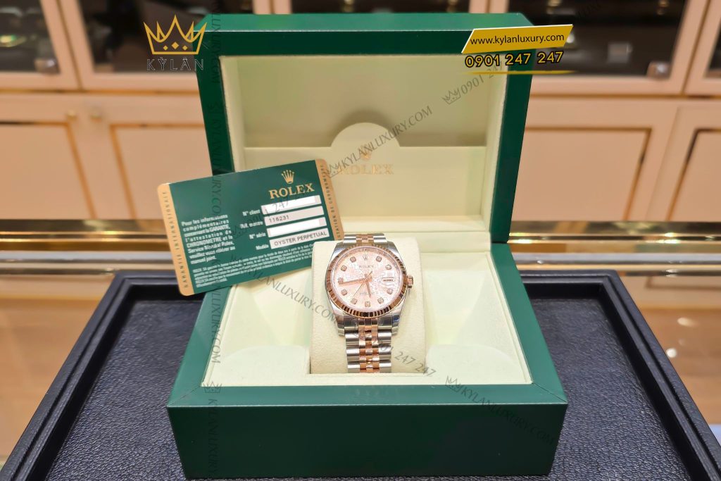 Kỳ Lân Luxury Dong ho Rolex Datejust 36 116231 mat so vi tinh hong 14 Đồng hồ Rolex Datejust 36 116231 mặt số vi tính hồng