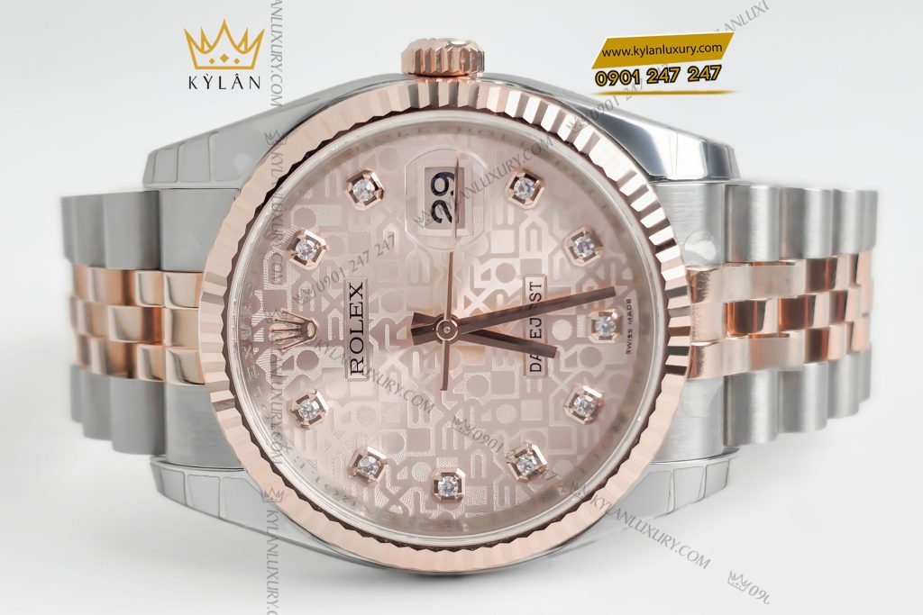 Kỳ Lân Luxury Dong ho Rolex Datejust 36 116231 mat so vi tinh hong 2 Đồng hồ Rolex Datejust 36 116231 mặt số vi tính hồng