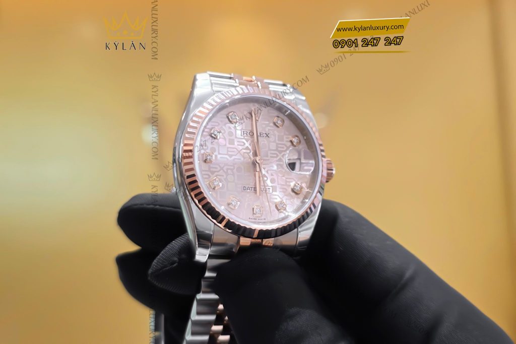 Kỳ Lân Luxury Dong ho Rolex Datejust 36 116231 mat so vi tinh hong 7 Đồng hồ Rolex Datejust 36 116231 mặt số vi tính hồng