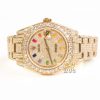 Đồng hồ Rolex Datejust custom vàng đính full kim cương, cọc số Rainbow 31mm