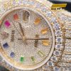 Đồng hồ Rolex Datejust custom vàng đính full kim cương, cọc số Rainbow 31mm