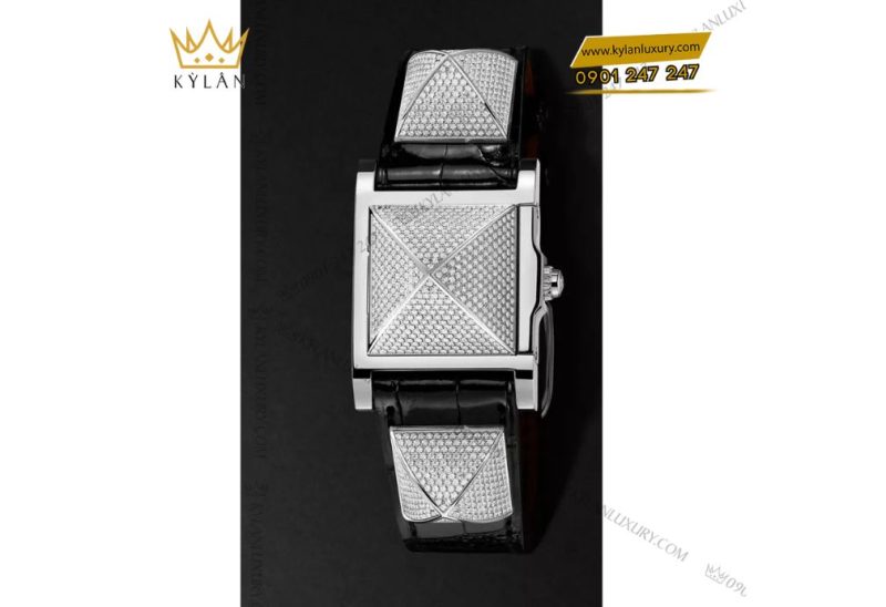 Hermes Medor Watch có vỏ thép nạm 1.203 viên kim cương (3,17 ct) lấp lánh, mặt số bạc opaline sang trọng