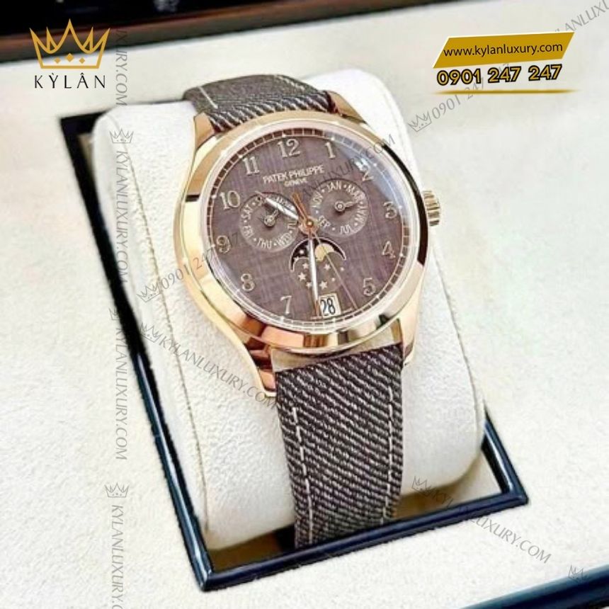 Kỳ Lân Luxury dong ho patek philippe complications 4946r mat nau 3 Đồng hồ Patek Philippe Complications 4946R-001 mặt nâu