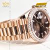 Đồng hồ Rolex Day Date 40 mặt số Chocolate vành kim cương 228345RBR-0006