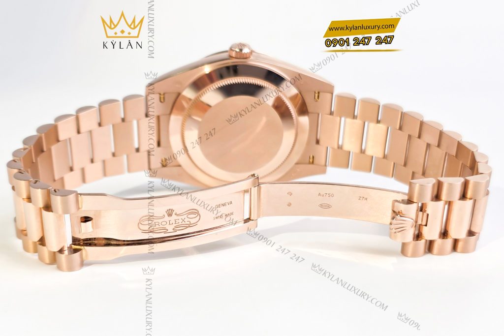 Kỳ Lân Luxury dong ho rolex day date 40 228345 mat chocolate 6 Đồng hồ Rolex Day Date 40 mặt số Chocolate vành kim cương 228345RBR-0006