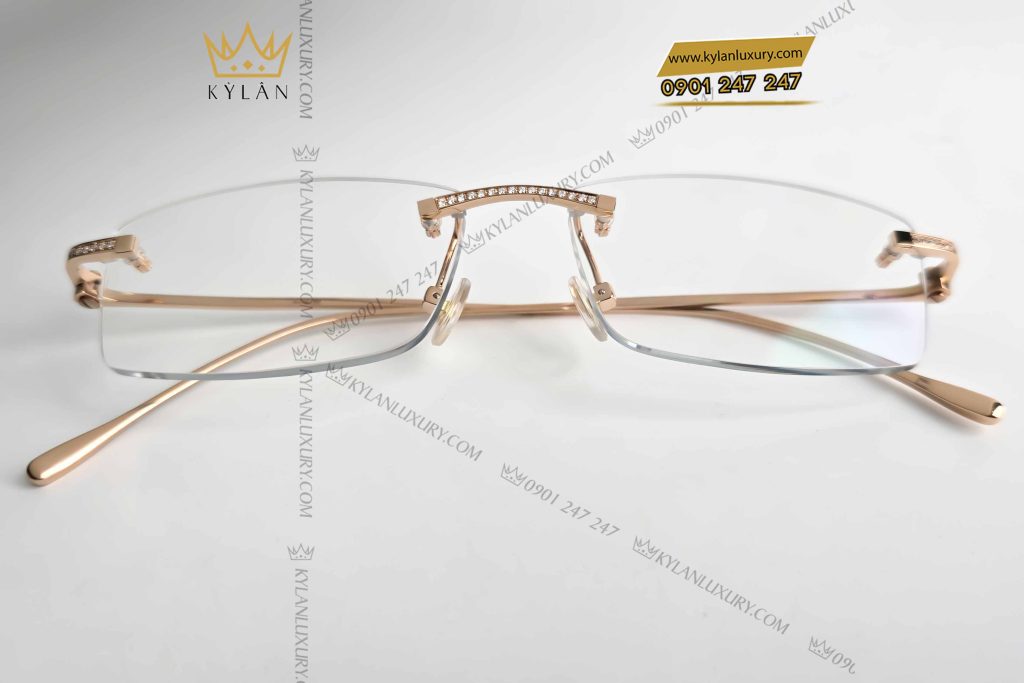 Kỳ Lân Luxury mat kinh vang nguyen khoi au750 dinh kim cuong 2 5 Mắt kính vàng nguyên khối Au750 đính kim cương