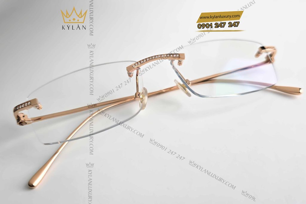 Kỳ Lân Luxury mat kinh vang nguyen khoi au750 dinh kim cuong 2 6 Mắt kính vàng nguyên khối Au750 đính kim cương