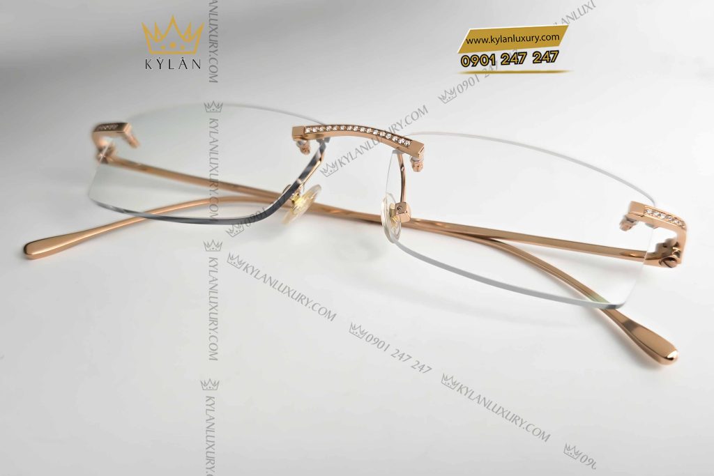 Kỳ Lân Luxury mat kinh vang nguyen khoi au750 dinh kim cuong 2 7 Mắt kính vàng nguyên khối Au750 đính kim cương