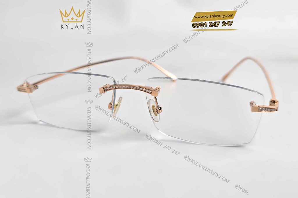 Kỳ Lân Luxury mat kinh vang nguyen khoi au750 dinh kim cuong 2 8 Mắt kính vàng nguyên khối Au750 đính kim cương
