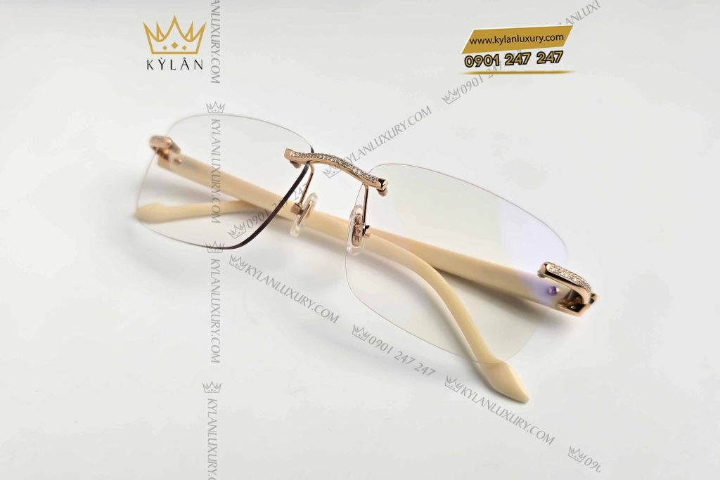Kỳ Lân Luxury mat kinh vang nguyen khoi au750 dinh kim cuong 3 4 Mắt kính vàng nguyên khối Au750 đính kim cương