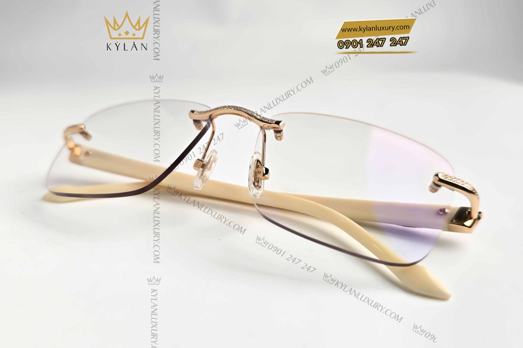 Kỳ Lân Luxury mat kinh vang nguyen khoi au750 dinh kim cuong 3 6 Mắt kính vàng nguyên khối Au750 đính kim cương