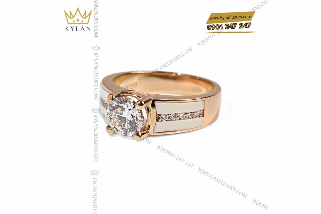 Kỳ Lân Luxury nhan nam vang hong nguyen khoi au750 dinh vien chu 7ly2 11 1 Nhẫn nam vàng hồng nguyên khối Au750 đính viên chủ 7ly2