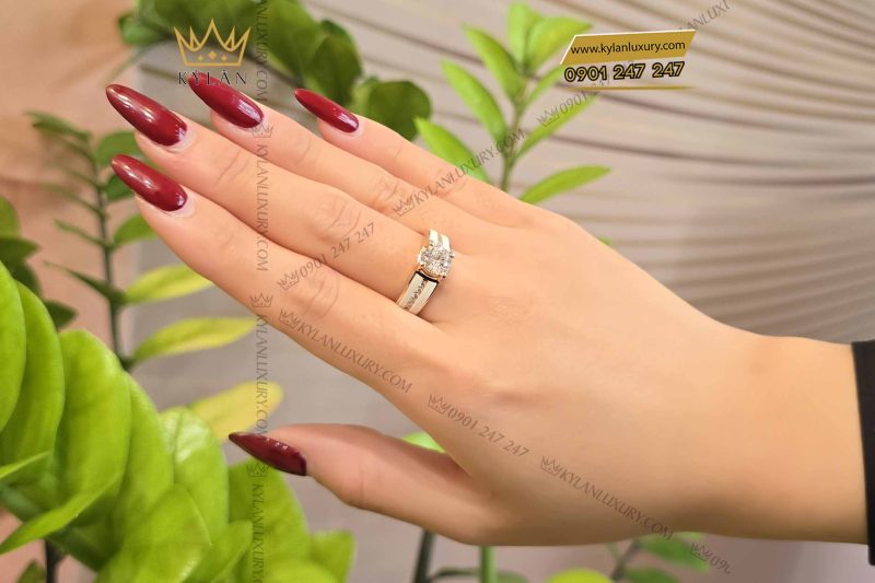 Nhẫn nam vàng hồng nguyên khối Au750 đính viên chủ 7ly2