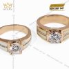 Nhẫn nam vàng hồng nguyên khối Au750 đính viên chủ 8ly1
