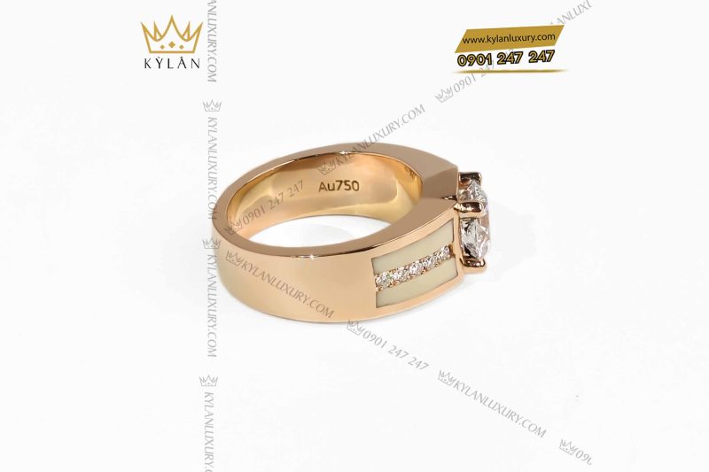 Nhẫn nam vàng hồng nguyên khối Au750 đính viên chủ 8ly1