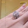 Nhẫn nữ vàng trắng nguyên khối Au750 đính viên chủ 9ly