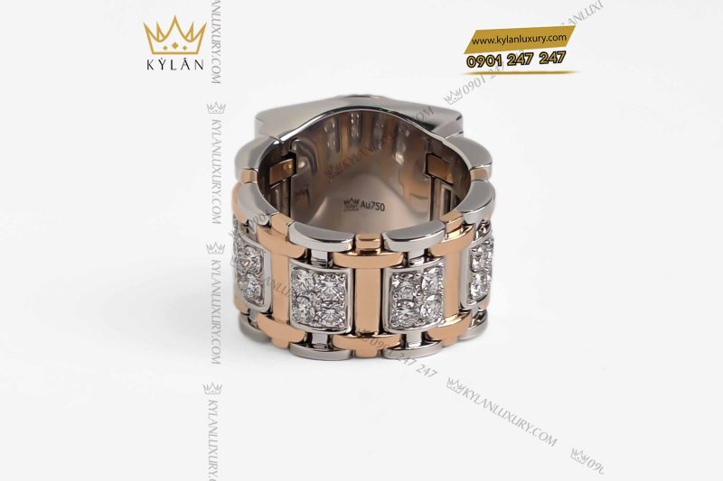 Nhẫn Rolex demi vàng nguyên khối Au750 đính viên chủ 11ly