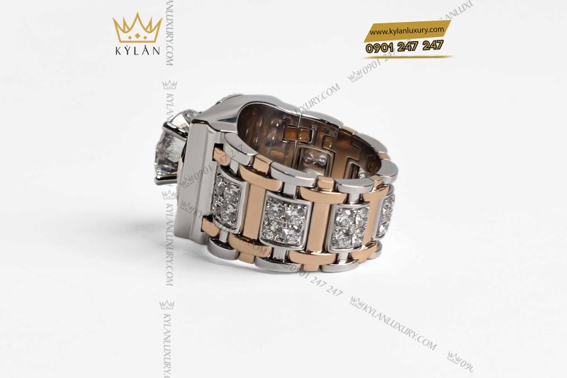 Nhẫn Rolex demi vàng nguyên khối Au750 đính viên chủ 11ly