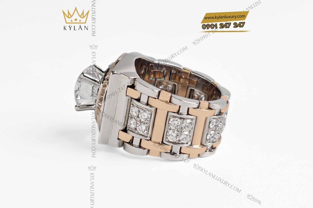 Kỳ Lân Luxury nhan rolex demi vang hong au750 vien chu 10ly4 6 Nhẫn Rolex demi vàng hồng nguyên khối Au750 đính viên chủ 10ly4