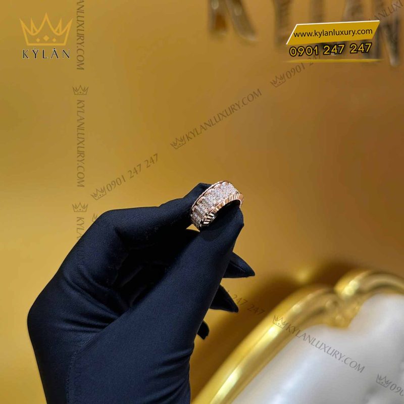 Nhẫn Rolex xoay vàng nguyên khối Au750 đính 3 hàng kim cương