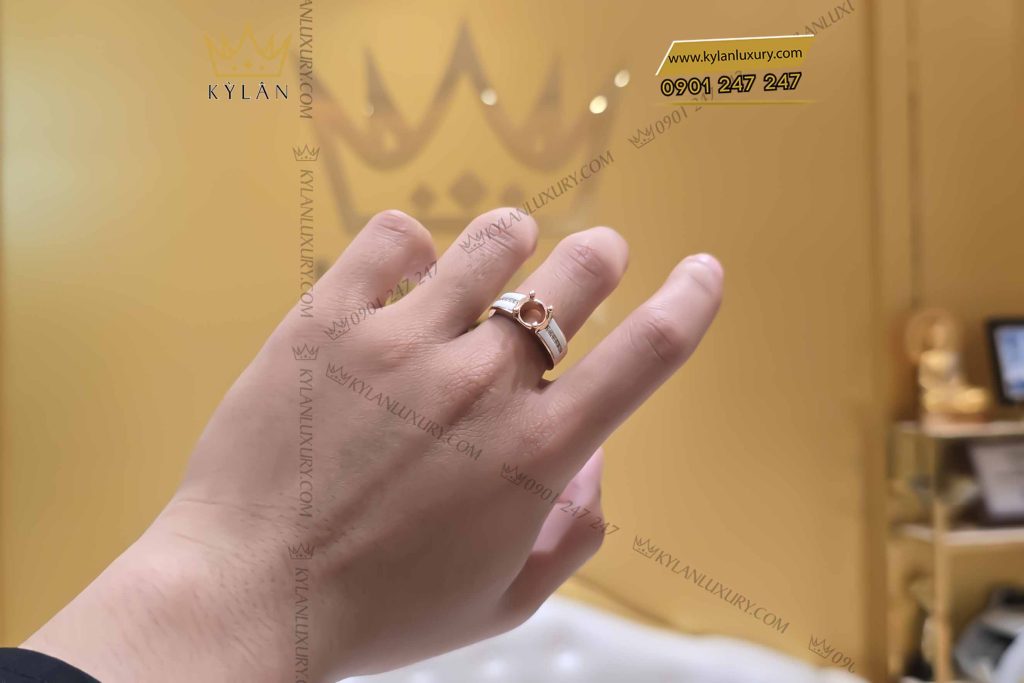 Kỳ Lân Luxury vo nhan vang hong mix trang nga dinh kim cuong 4 Vỏ nhẫn vàng hồng mix trắng ngà đính kim cương