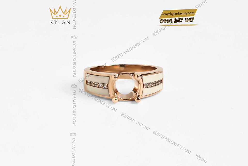 Kỳ Lân Luxury vo nhan vang hong mix trang nga dinh kim cuong 6 Vỏ nhẫn vàng hồng mix trắng ngà đính kim cương