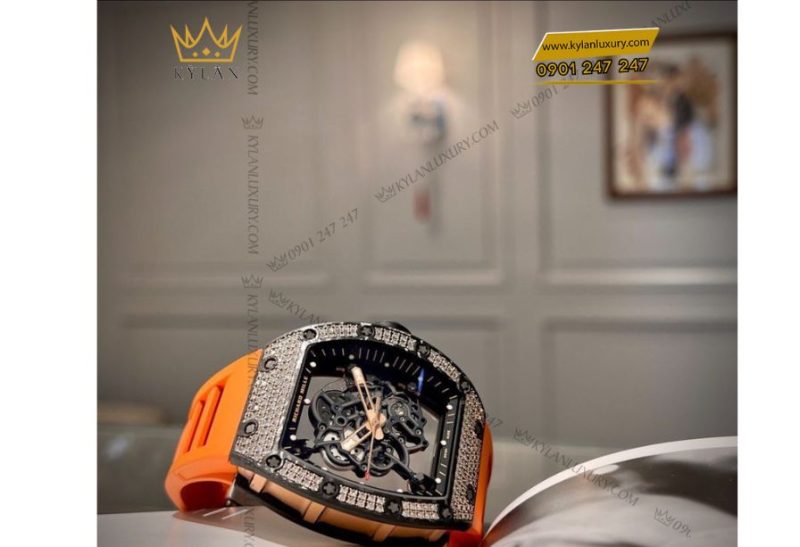 Bộ máy cơ Caliber RMUL2 lộ cơ trong đồng hồ Richard Mille RM 055, trữ cót 55 giờ, hoàn thiện thủ công