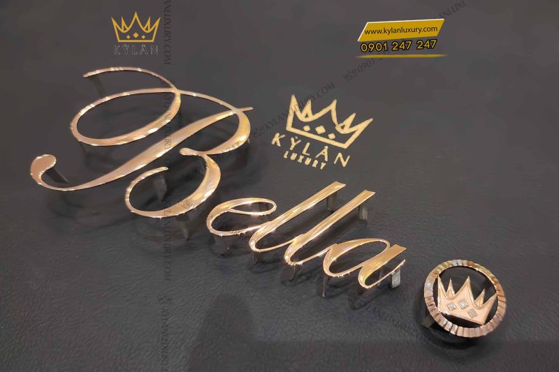 Chữ vàng Bella vàng hồng Au750