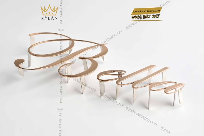 Chữ vàng Bella vàng hồng Au750