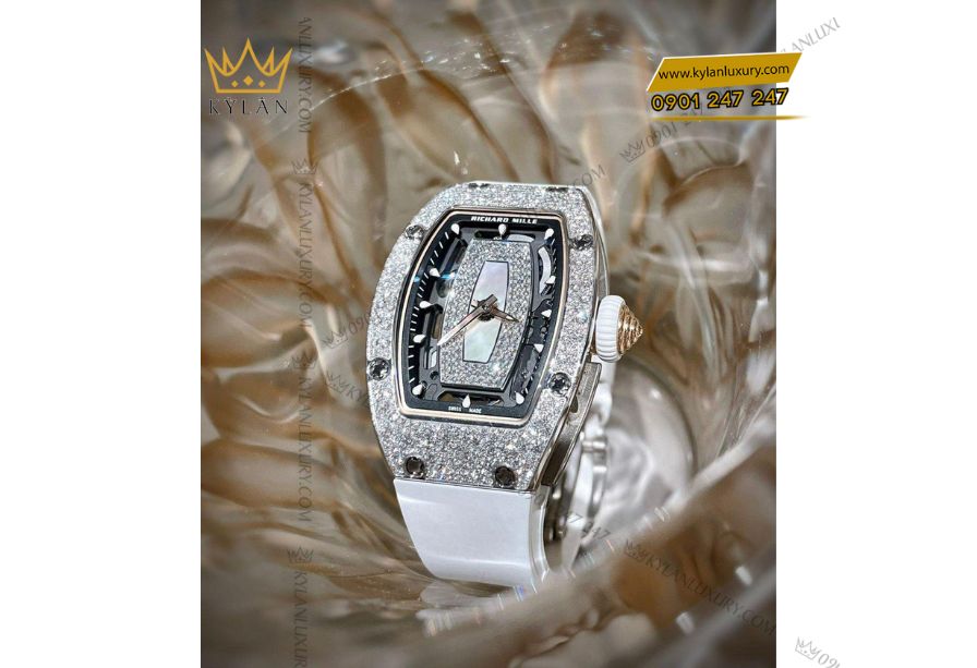 Kỳ Lân Luxury 6 4 Richard Mille RM 07-01 White Gold Full Snow Diamond MOP